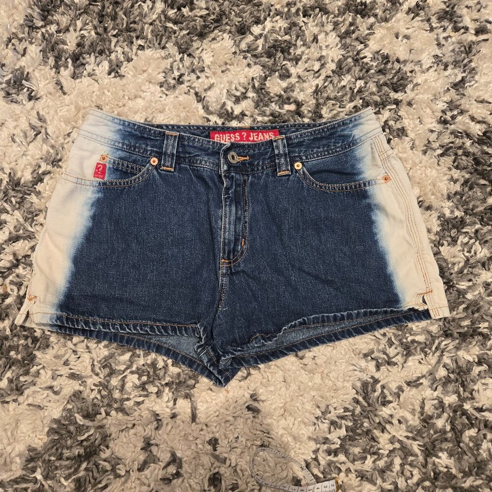 GUESS Tradition Bleach Wash Denim Shorts | Size 32 | Blue - Picture 1 of 3